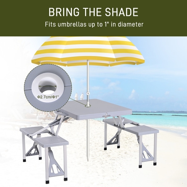 Outsunny Portable Foldable Picnic Table with Seats and Umbrella Hole