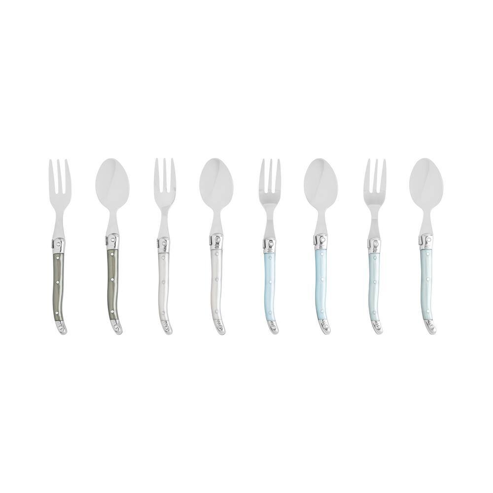 French Home Laguiole Cocktail or Dessert Spoons and Forks Mother of Pearl (Set of 8) GRP324