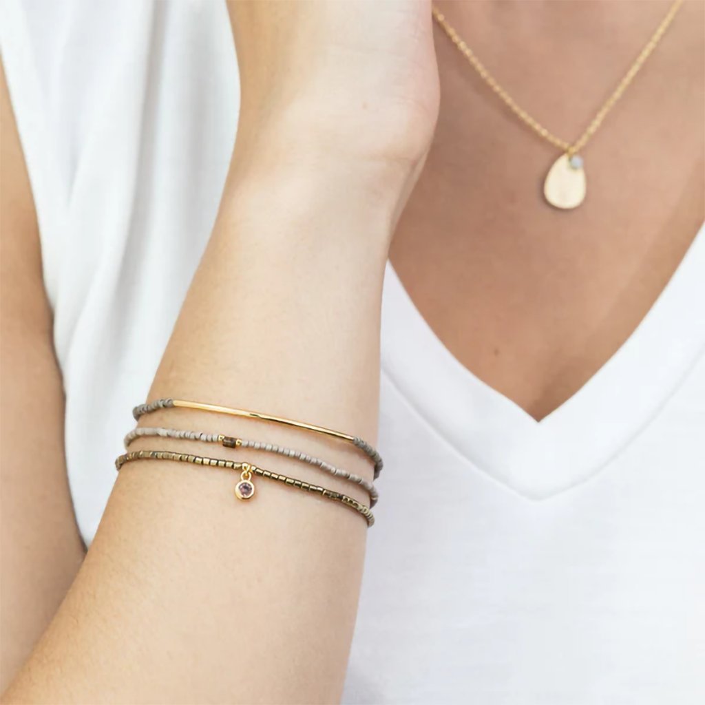 Scout Curated Wears  Tonal Chromacolor Miyuki Bracelet Trio - Pewter/Gold