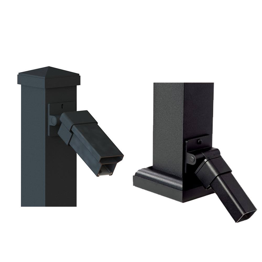 RAILFX PFX 1000 Powder Coated Textured Black Aluminum Adjustable Stair Bracket Kit RFXASBKBLK