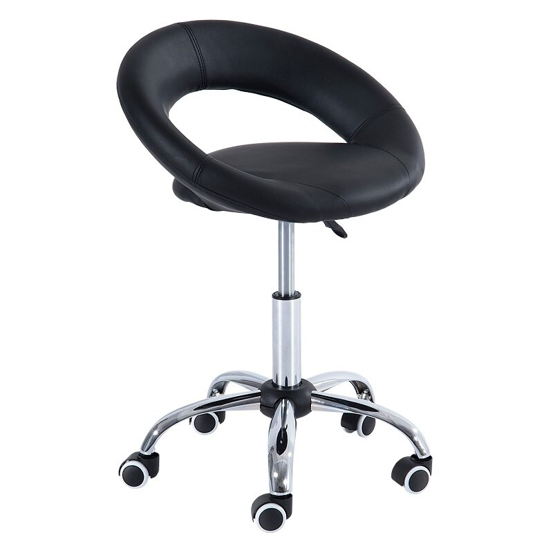 Black Saddle Adjustable Hydraulic Rolling Swivel Massage Salon Stool Chair - 19.75 in W x 21.25 in D x 26 in - 31 in H