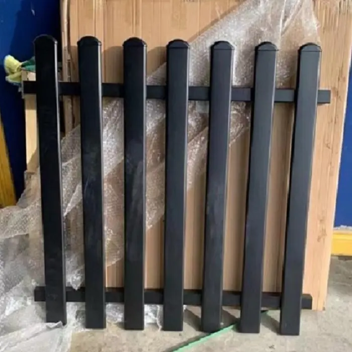 Strong powder coated blade vertical 75mm x 16mm oval pickets pre galvanized welded steel fence panels.