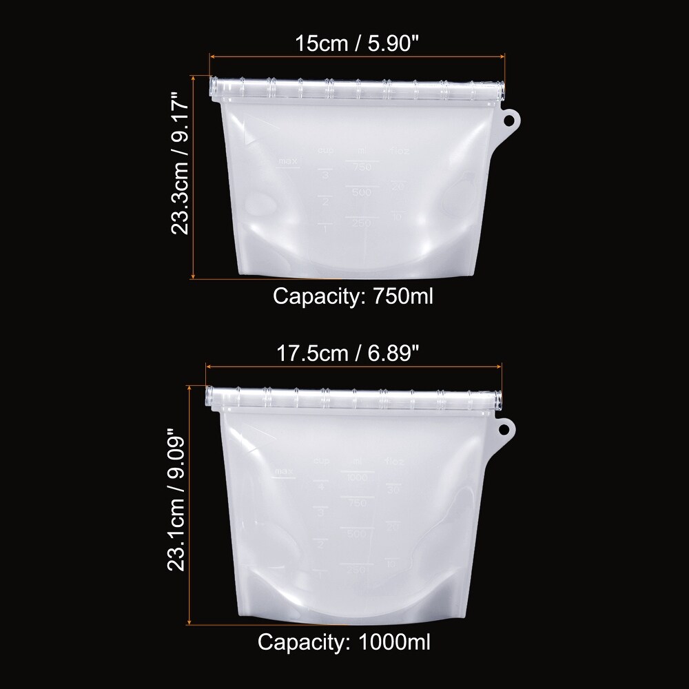 Reusable Food Storage Bags Sandwich Bags Silicone Freezer Bags White(5Pcs)   White