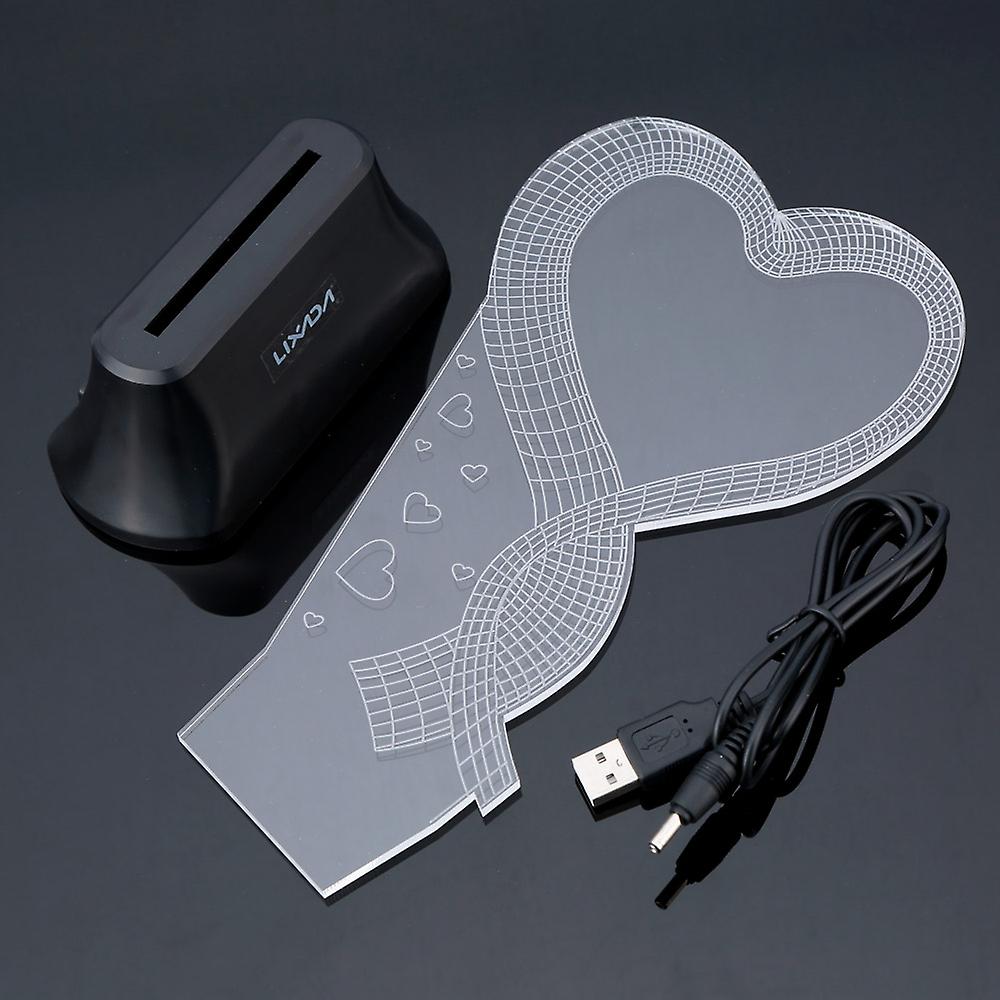 Lixada 3d Led Lamp Light Usb Loving Heart Colorful Night Light For Wedding Deco Innovative Christmas Gift Present No.223602