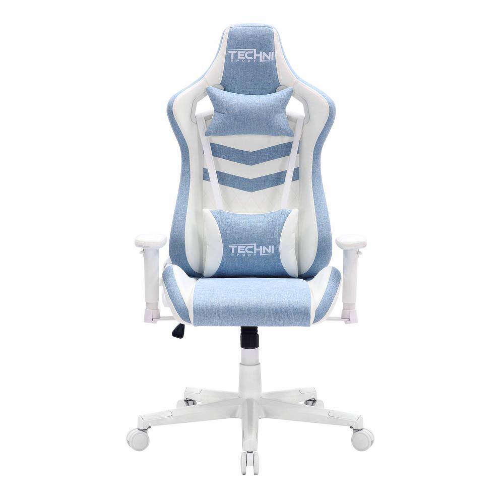 Techni Sport TS86 Blue Ergonomic Pastel Fabric Gaming Chair with Adjustable Arms RTA-TS86-BL