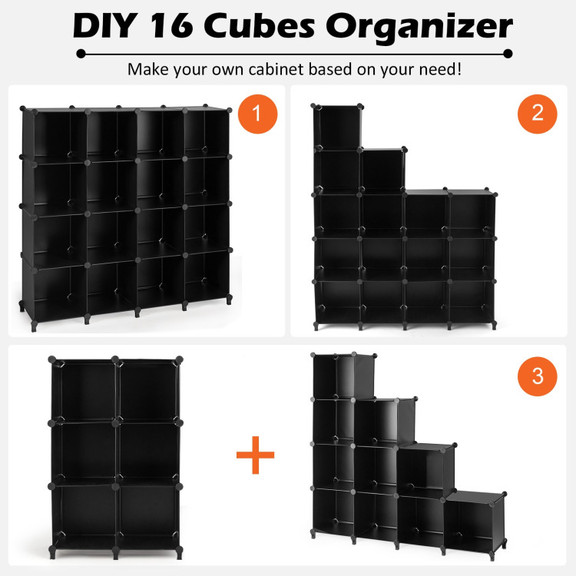 Costway 69281347 16 Cubes Plastic Storage Organize...