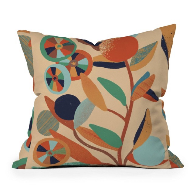 Barbara Dantas Tree Square Throw Pillow Orange Deny Designs