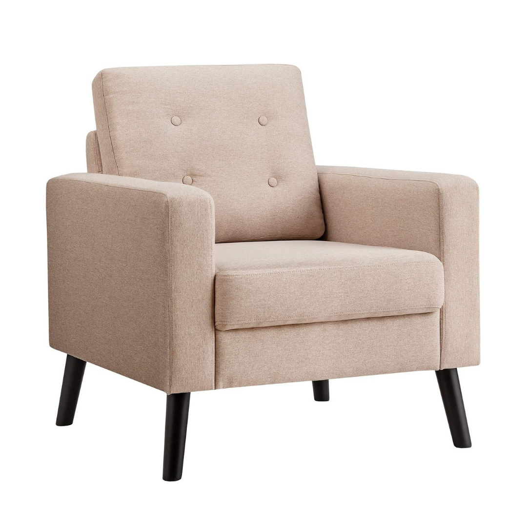 Giantex Modern Accent Chair, Mid-Century Upholstered Armchair Club Chair