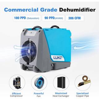 Edendirect 180 pt. 6000 sq.ft. Commercial Grade Dehumidifier in Blue with Pump Drain Hose for Warehouse and Job Sites ZJOL-R180P