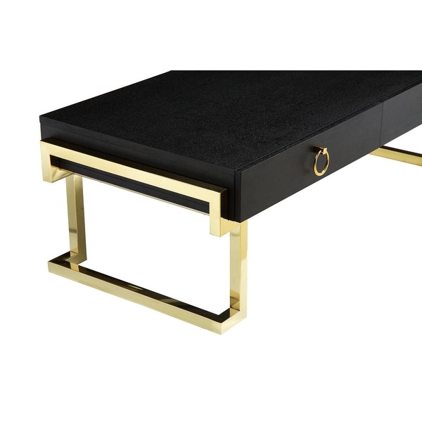 Julia Coffee Table in Black Ash Veneer and Gold.