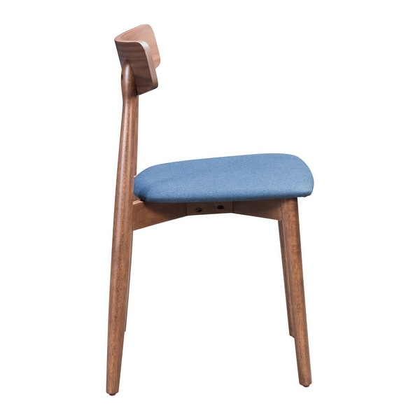 Beynon Dining Chair (Set of 2) Walnut and Blue