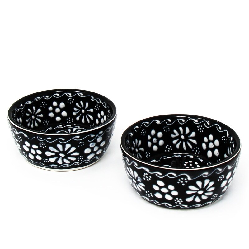 Handmade Mexican Pottery Black Appetizer and Dip Bowls (Set of 2)   3\