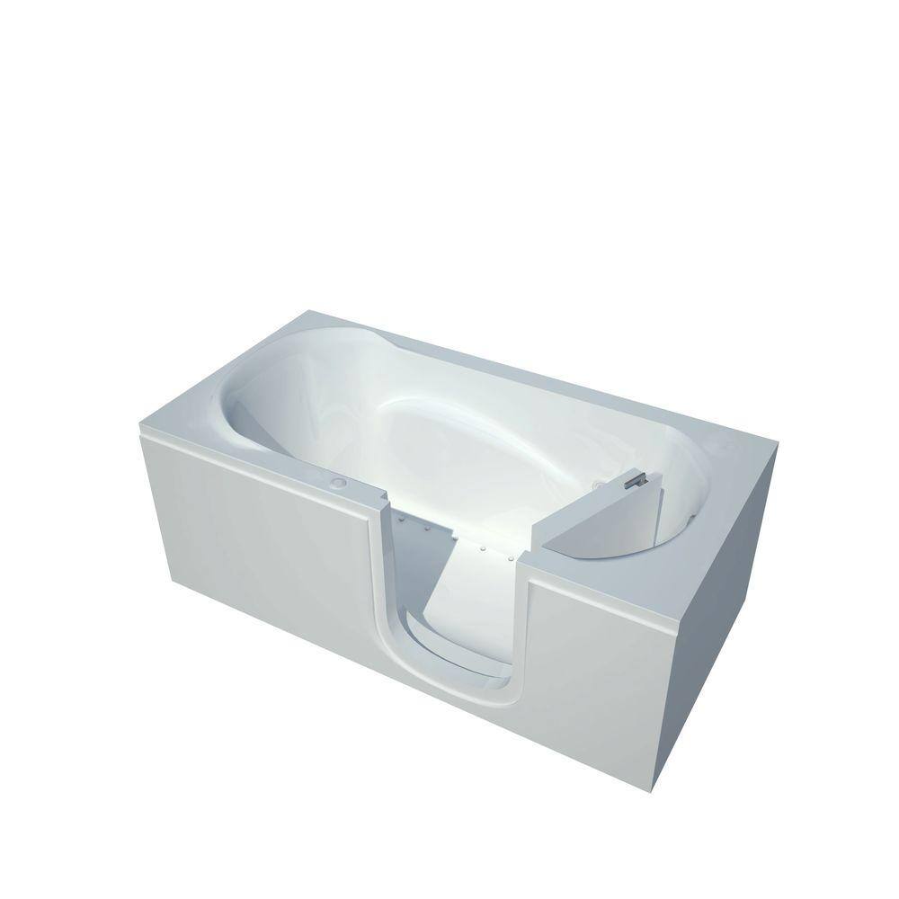 Universal Tubs Rampart Nova Heated 5 ft. Walk-in Air Bathtub with 6 in. Tile Easy Up Adhesive Wall Surround in White HSI3060LWACF