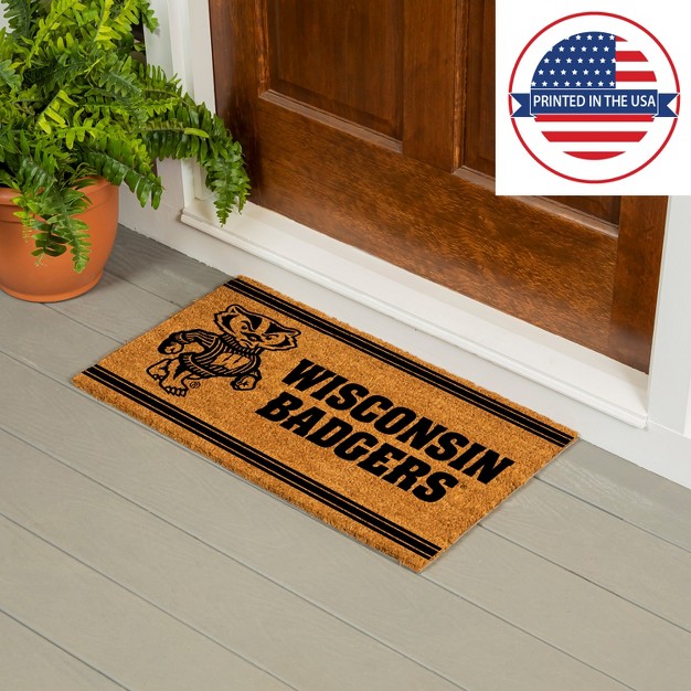 Evergreen University Of Wisconsin madison Logo Natural Coir 28 X 16 Inches Indoor Outdoor Doormat