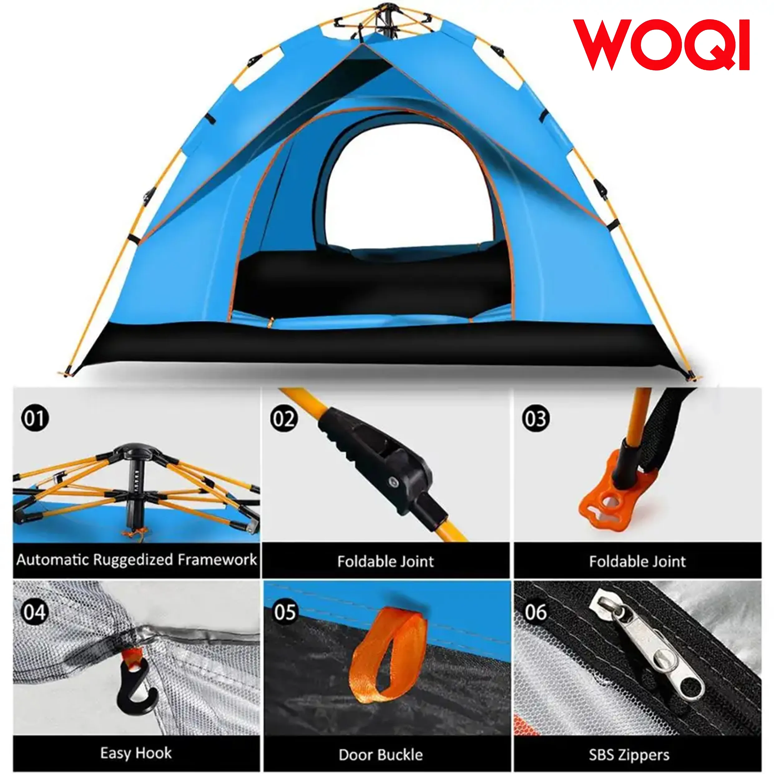 Woqi Portable Outdoor Anti UV Waterproof Instant Pop Up Automatic Instant Tent for Camping Hiking Beach Fishing Picnic Travel