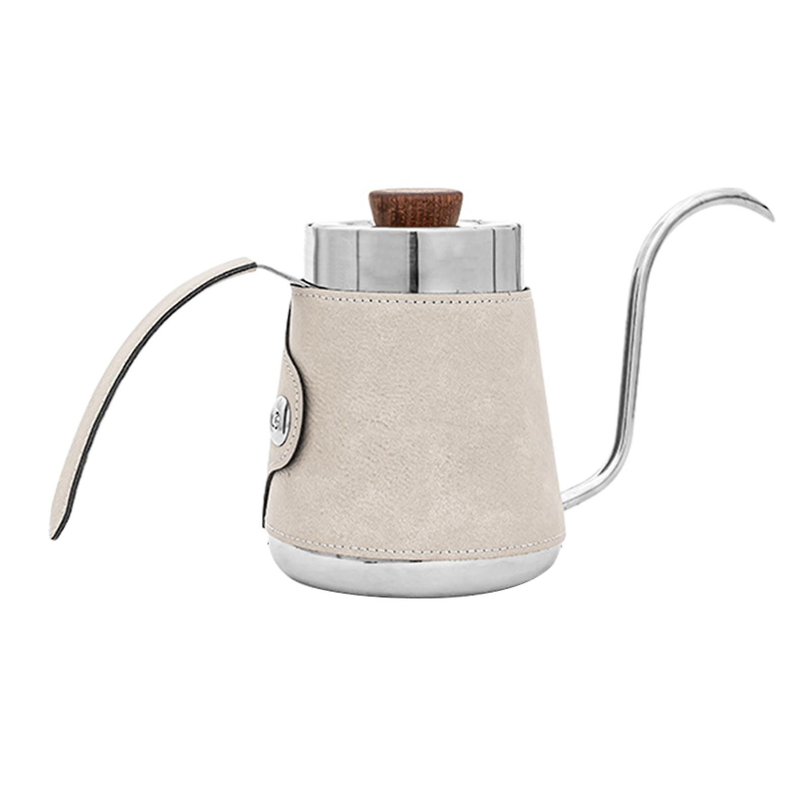 Pour Over Drip Pot 600ml Gooseneck Coffee Kettle For Hotel Entertain Camping Beige