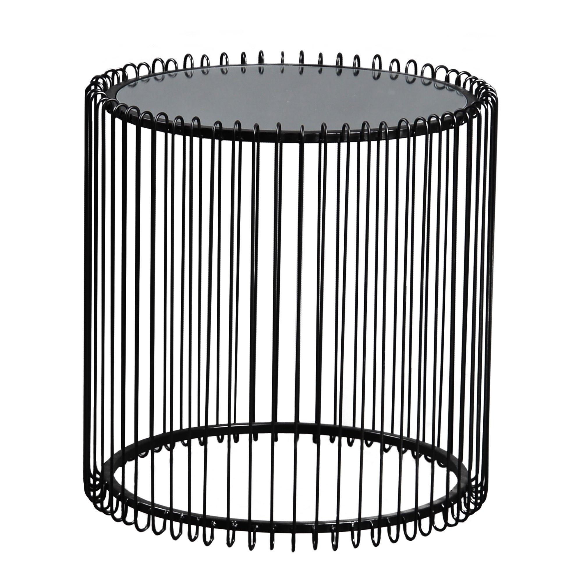 Aurelle Home Piko Modern Iron-Caged Side Table with Mirrored Top