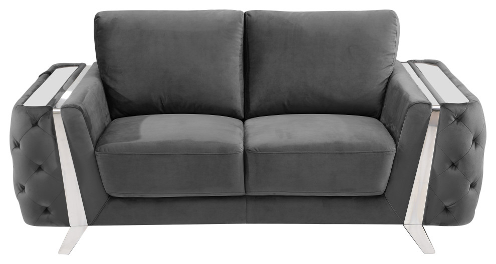 Lorenzo Velvet Loveseat   Contemporary   Loveseats   by Luxuriant Furniture  Houzz