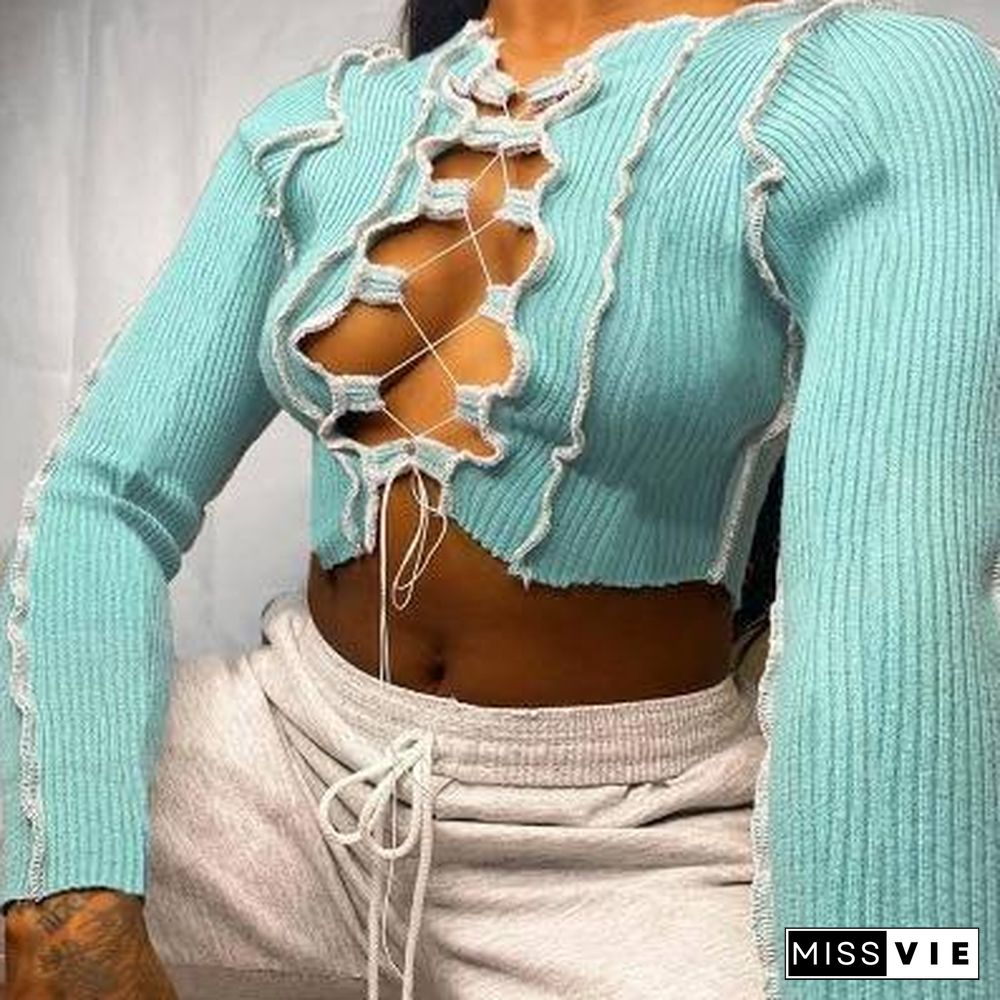 YICIYA Hollow Out Camisole Women Punk Style Ribbed Knitting Crop Tops Club Party Wear Colorful Sexy Tank Tops Bandage Vest Femal