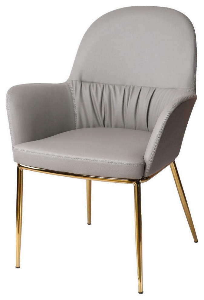 Benzara BM279359 Modern Accent Chair  Cushioned Seat  Vegan Faux Leather  Gray   Midcentury   Armchairs And Accent Chairs   by Uber Bazaar  Houzz