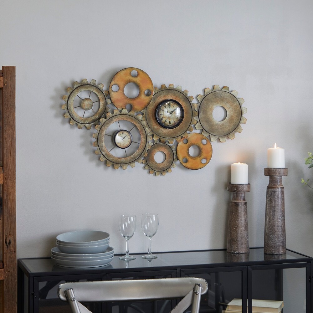 Brown Metal Gear Wall Clock