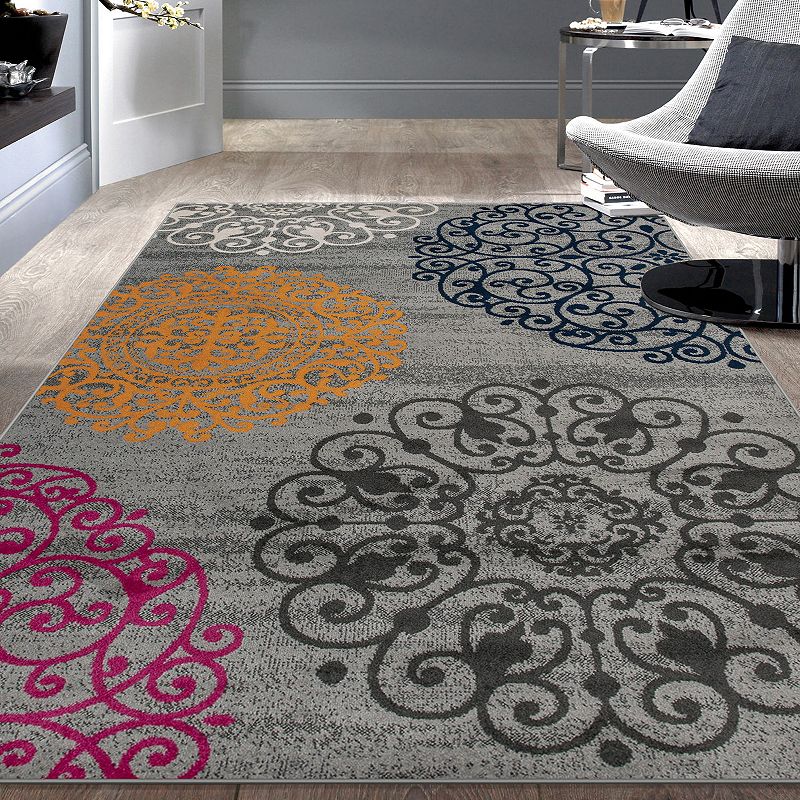 World Rug Gallery Toscana Contemporary Modern Floral Rug