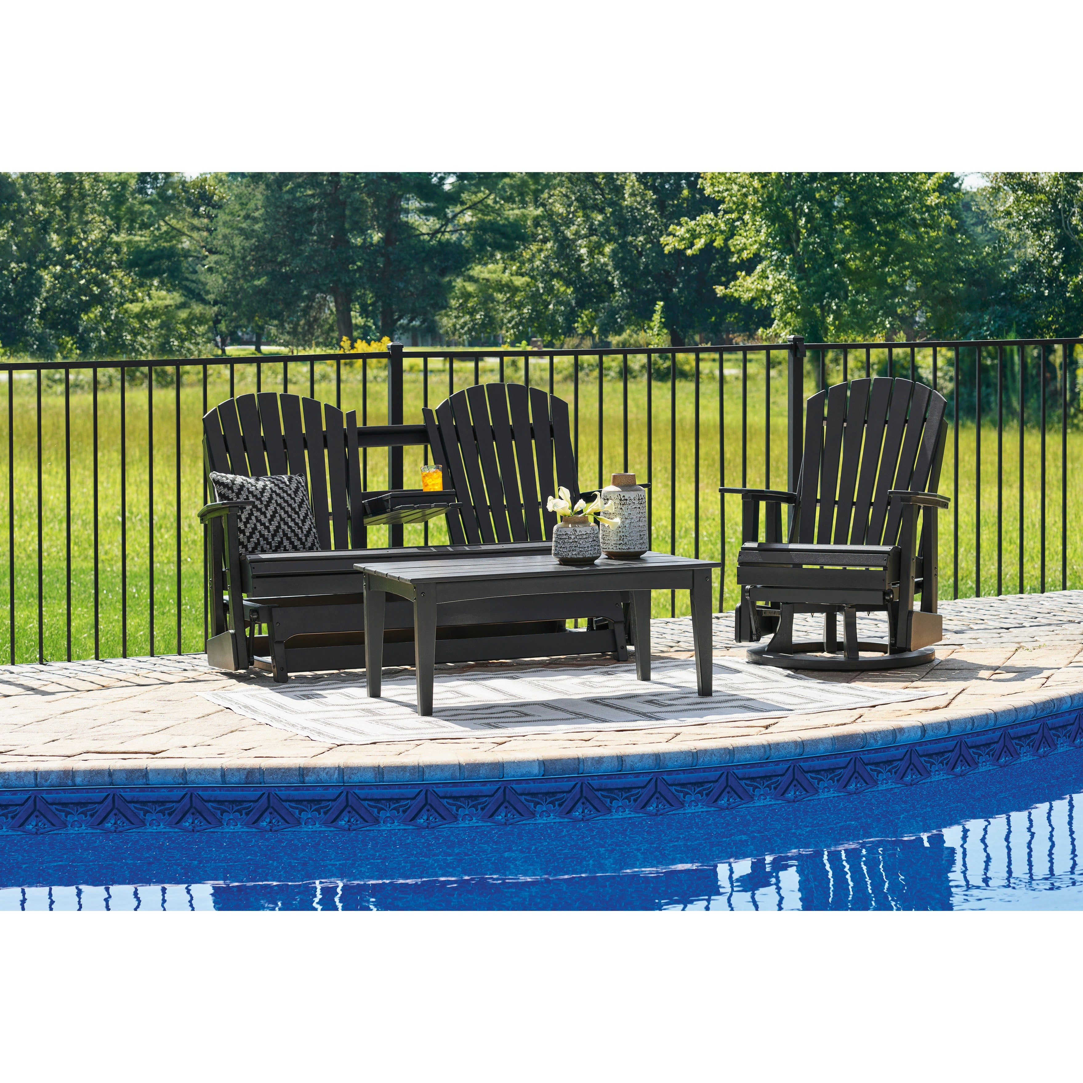 Poly Black Outdoor 67 Swivel Glider Loveseat