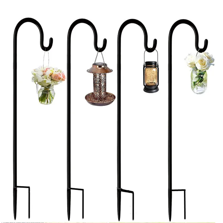 Factory Supply Outdoor Double Arms Bird Feeders Hooks Adjustable Garden Hanging Holder Gift Metal Shepherd Hook For Bird Feeder