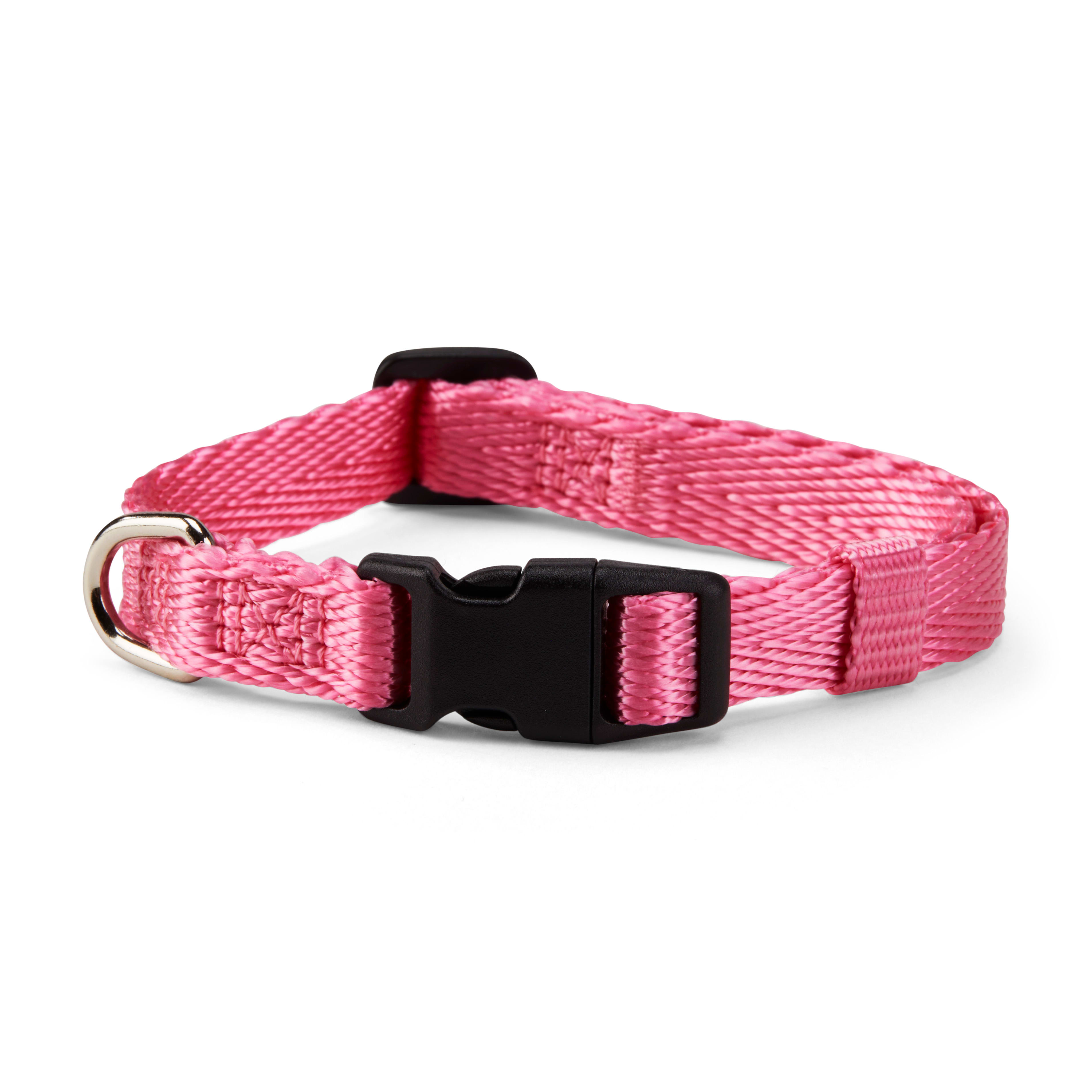 YOULY The Classic Pink Webbed Nylon Dog Collar， Small