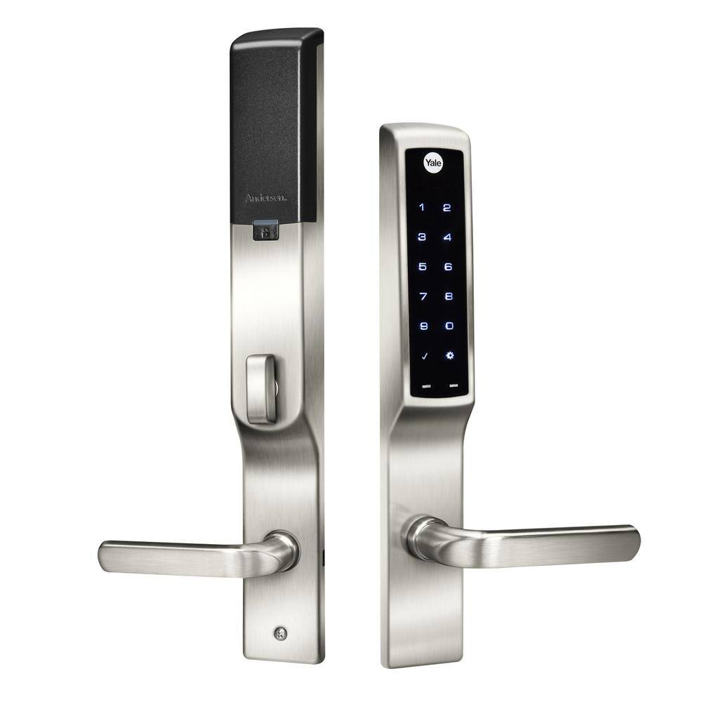 Assure Lock for Andersen Patio Doors Satin Nickel No Cylinder Deadbolt with Wi-Fi and Touchscreen Keypad YRM276-CB1-619