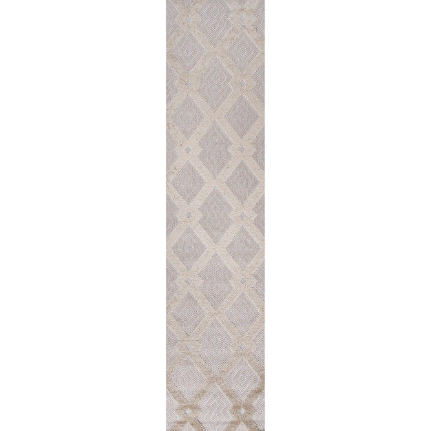 Duwun High low Pile Ogee Trellis Tone on tone Indoor outdoor Area Rug Jonathan Y