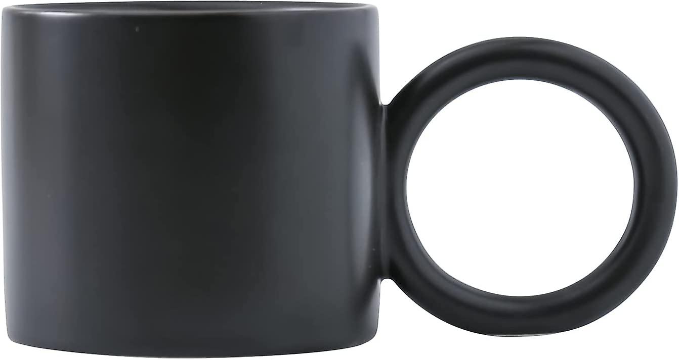 Novelty Stoneware Modern Big Handle 12 Oz Coffee And Tea Mugs，for Father's Day Funny Ceramic Cups，dishwasher And Microwave Safe (black(matte))