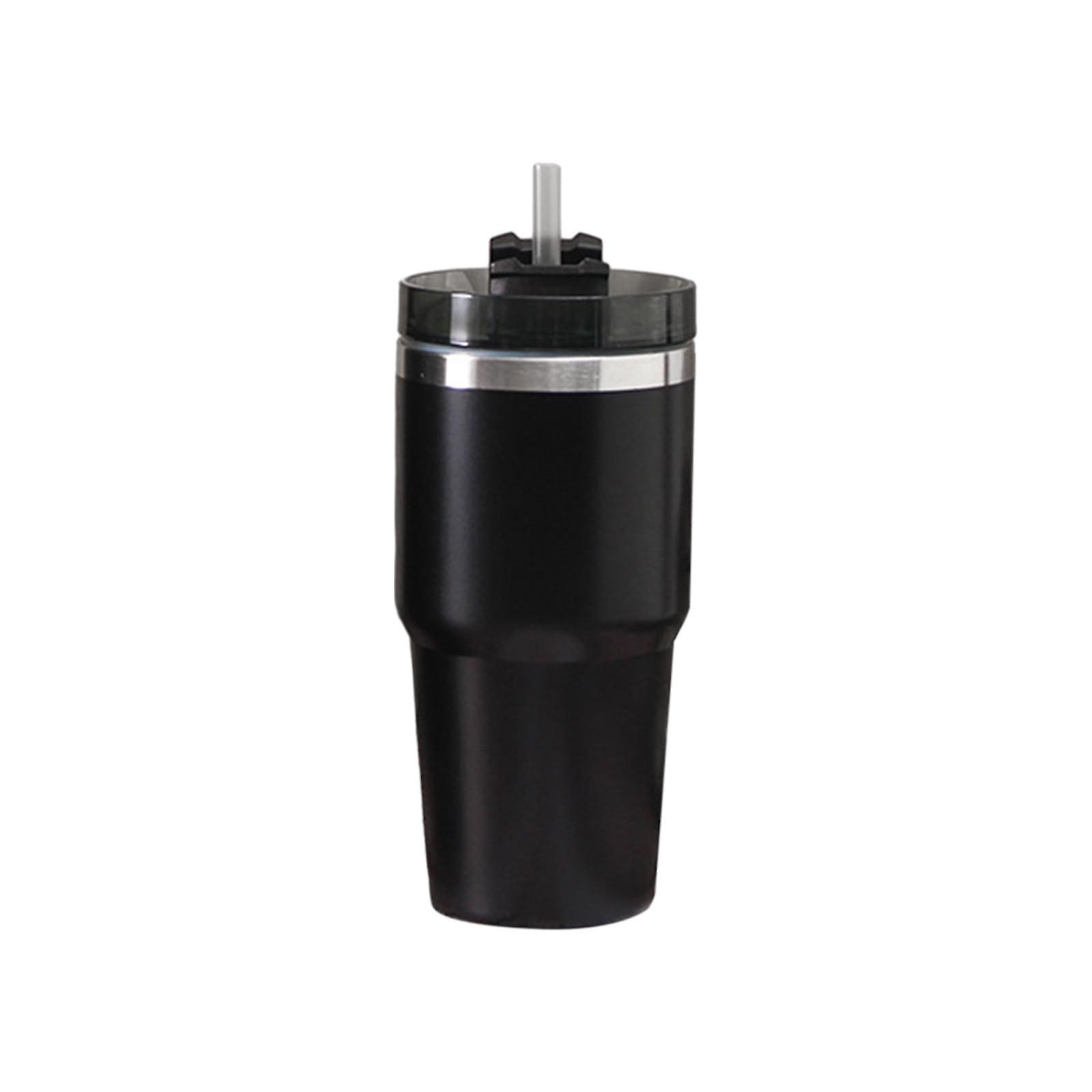 Insulated Tumbler Vacuum Insulated Leakproof With Lid And Straw Thermal Cup Black 600ml