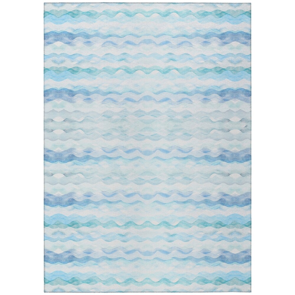 Indoor/ Outdoor Surfside Ombre Wave Washable Rug New