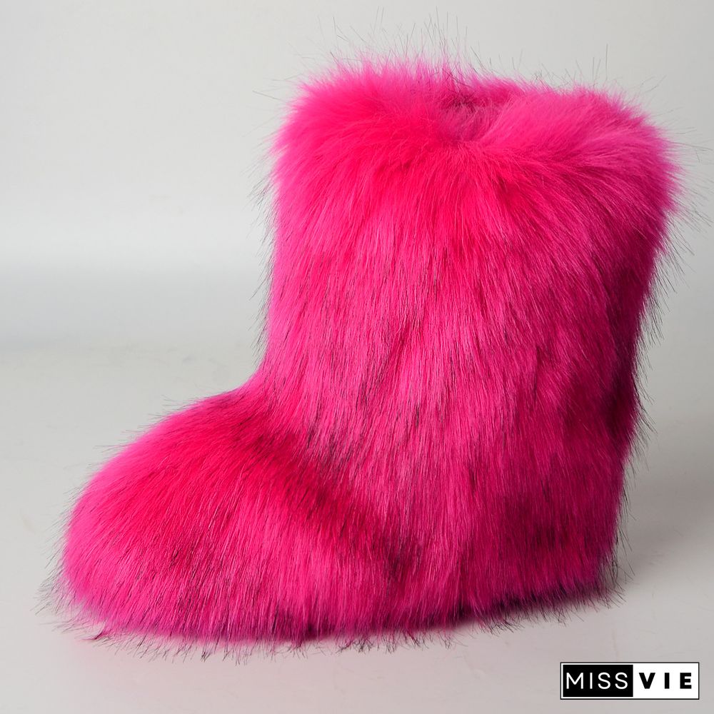 Fashion Casual Fur Boots Plus Velvet Ski Boots