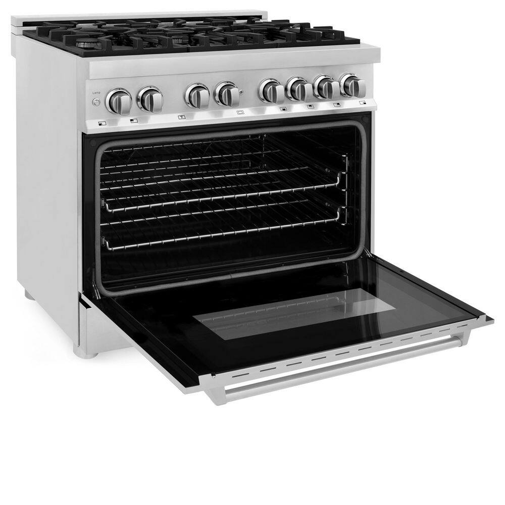 ZLINE Kitchen and Bath 36 in. 4.6 cu. ft. Dual Fuel Range with Gas Stove and Electric Oven in Stainless Steel (RA36) RA36