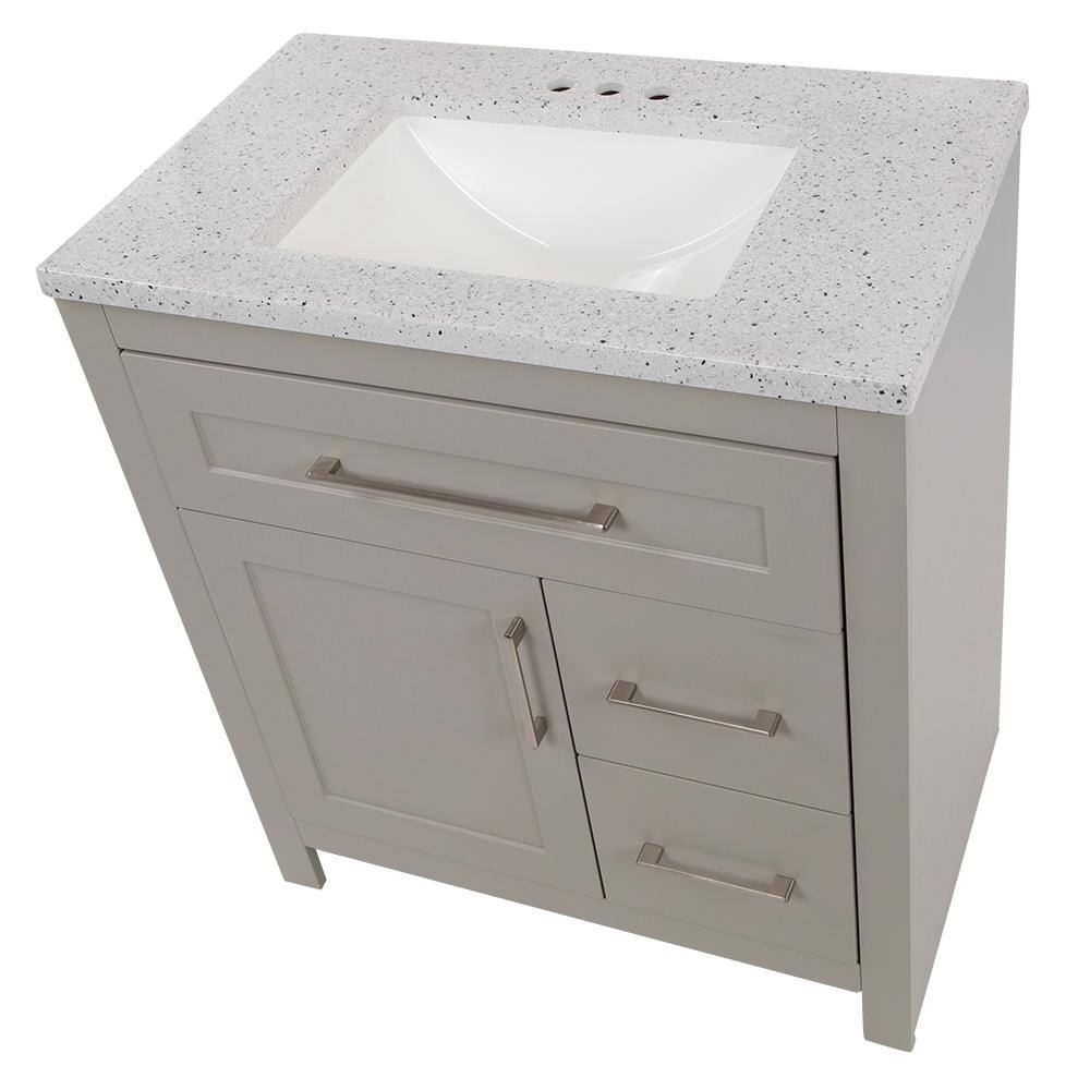 Home Decorators Collection Clady 30.5 in. W x 18.8 in. D x 35.4 in. H Freestanding Bath Vanity in Gray with Silver Ash Cultured Marble Top HD2030P2-KG