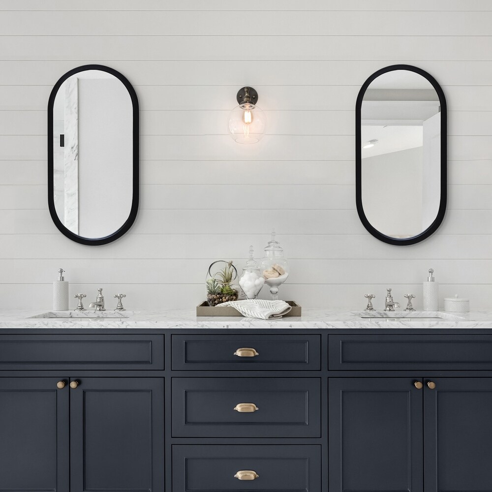 12x24 Black Oval Mirror   Framed Oval Mirror for Bathroom  Living Room  Bedroom   Vertical Mount Oval Wall Mirror