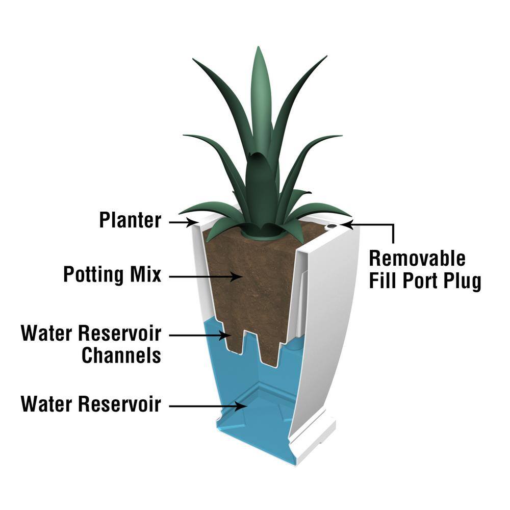 Mayne Acadia 28 in. Tall Self-Watering White Polyethylene Planter 5916-W