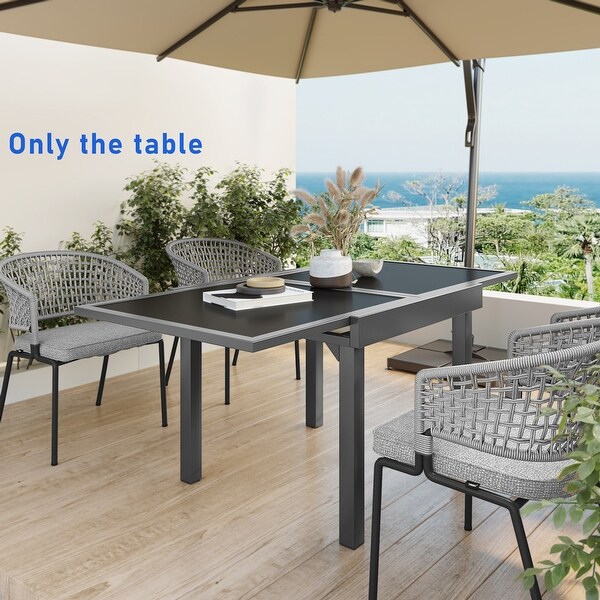 Pellebant Aluminum Rectangular Outdoor Extension Dining Table