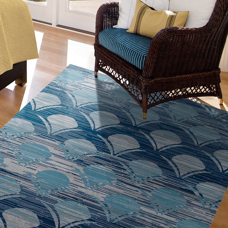 Art Carpet Oceanside Waves Blue Gray Indoor Outdoor Rug