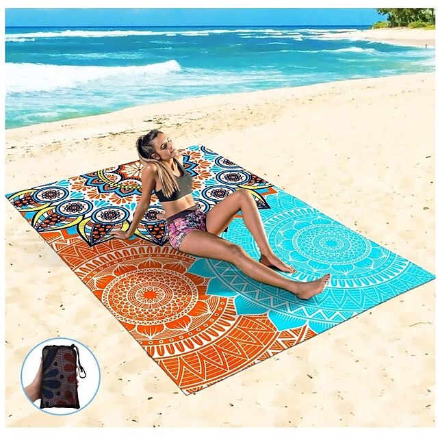 1pc Waterproof Plaid Polyester Picnic Blanket, Pocket Picnic Mat for Outdoor Beach Summer