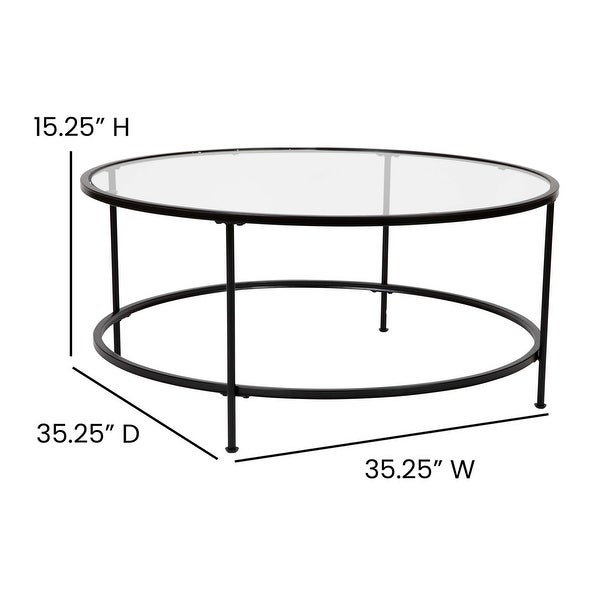 Astoria Collection Round Coffee Table Modern Clear Glass