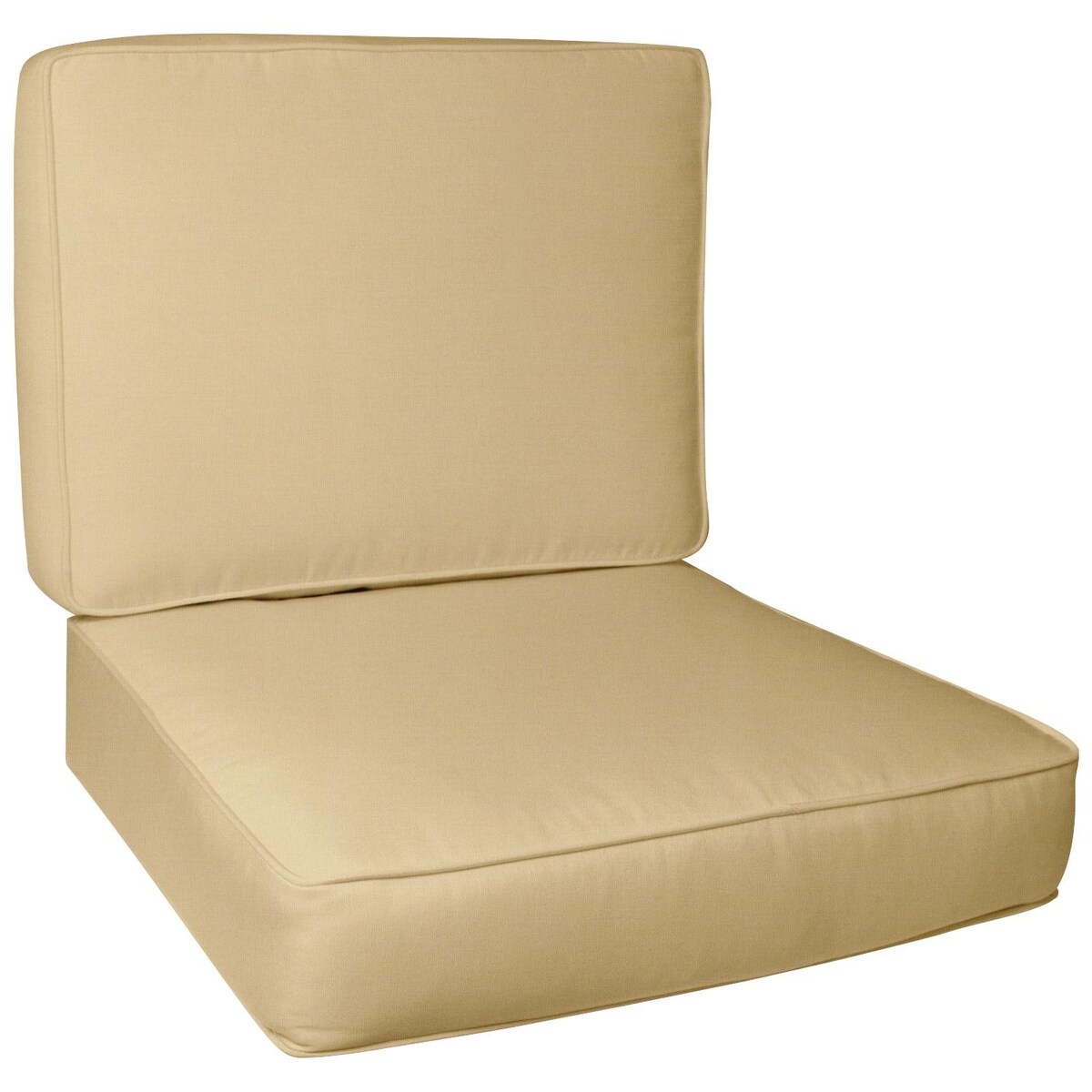 Sunbrella Canvas Wheat Large Outdoor Replacement Club Chair Cushion Set w/ Piping by Signature