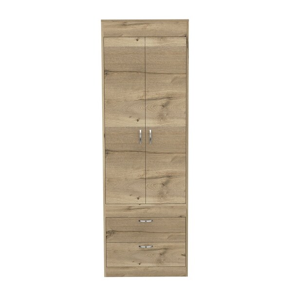 Wardrobe Cabinet with 2 Door， 2 Drawer and 1 Shelf - - 37938185