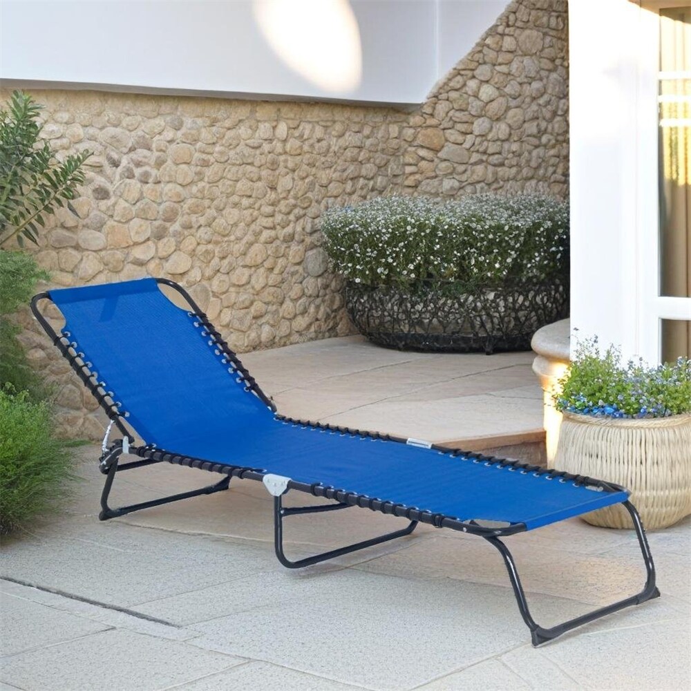 Patio Chaise Lounge with 4 Position Reclining Back and Breathable Mesh   N/A