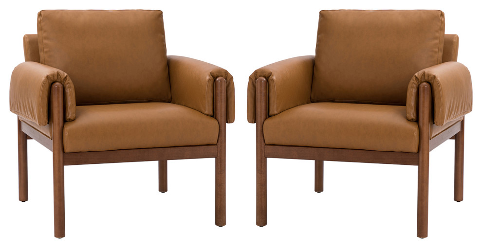 Contemporary Comfy Arm Chair Set With Solid Wood Legs   Midcentury   Armchairs And Accent Chairs   by Karat Home  Houzz