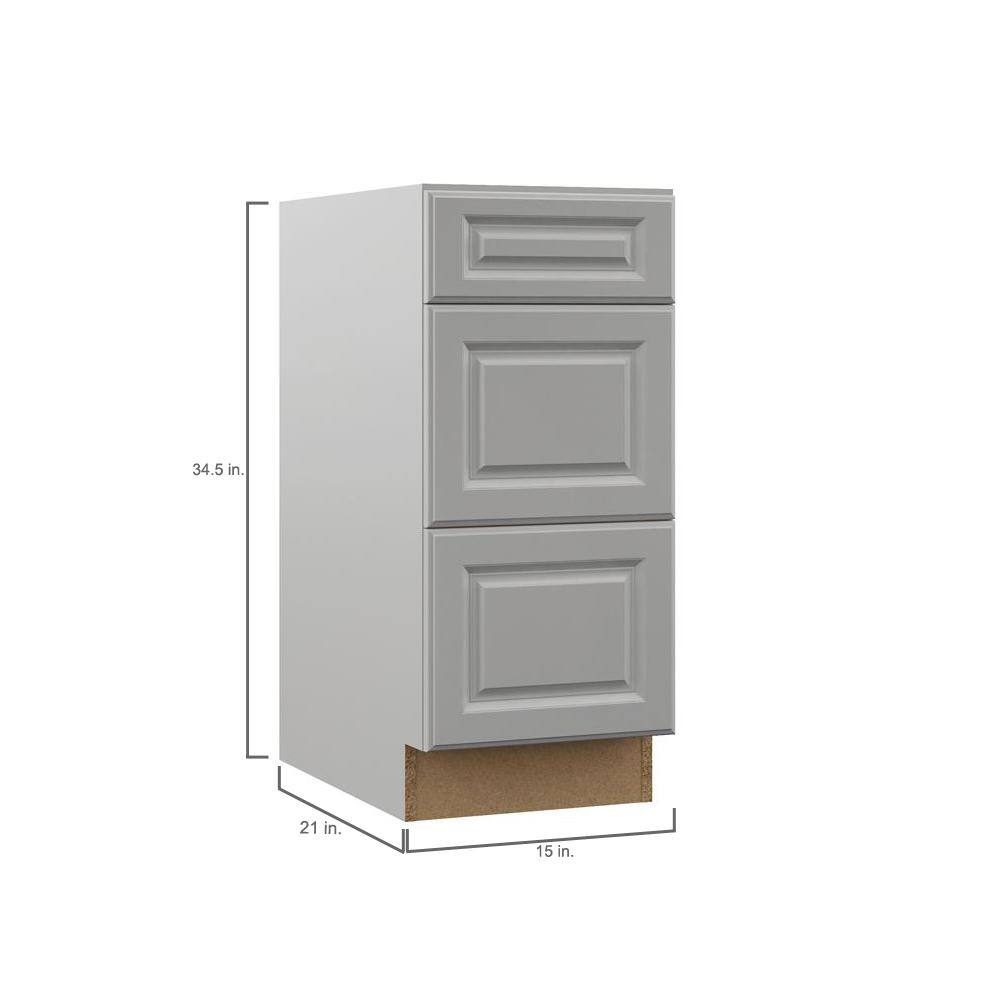 Hampton Bay Designer Series Elgin Assembled 15x34.5x21 in. Bathroom Vanity Drawer Base Cabinet in Heron Gray VT3D15-ELGR