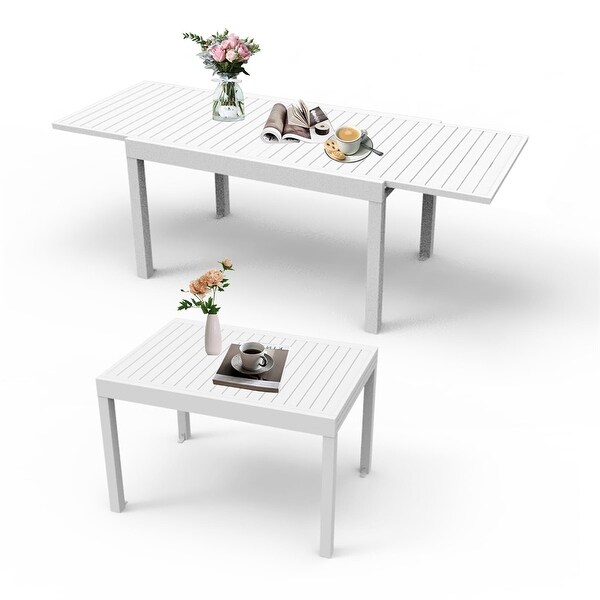 Patio Aluminum Extendable Dining Table with Adjustable Legs