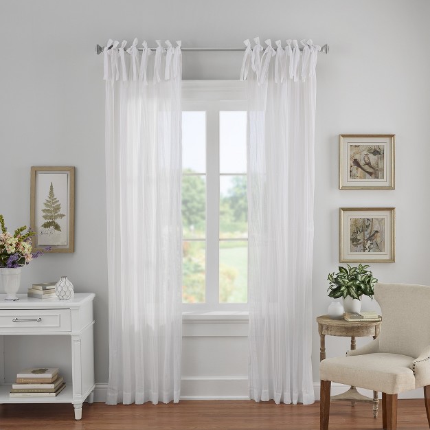 Jolie Semi sheer Tie Top Single Window Curtain Panel Elrene Home Fashions